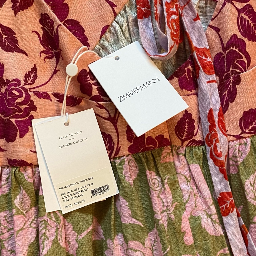 Zimmermann Lovestruck V Neck Mini Dress - Picture 5 of 5